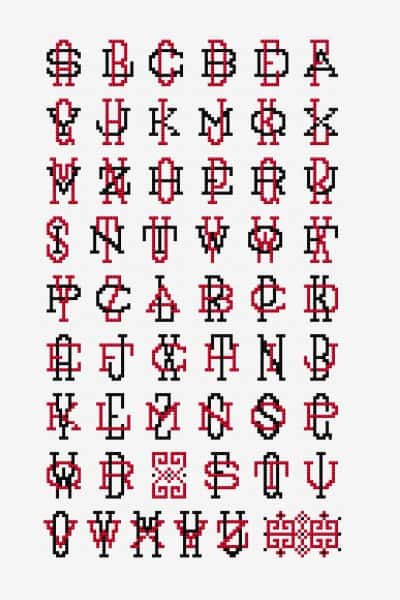 modele de alfabet cu punct de cruce